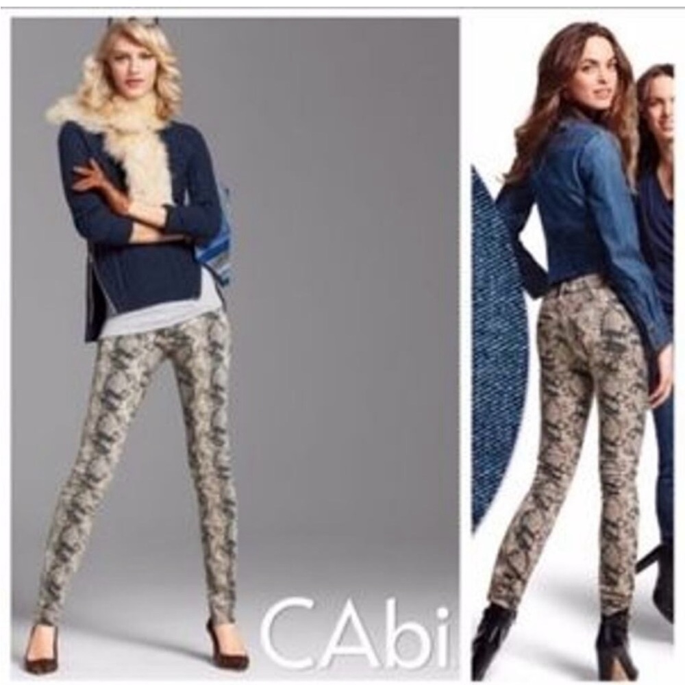CAbi Women's Gray Snake Patterned Skinny Pants